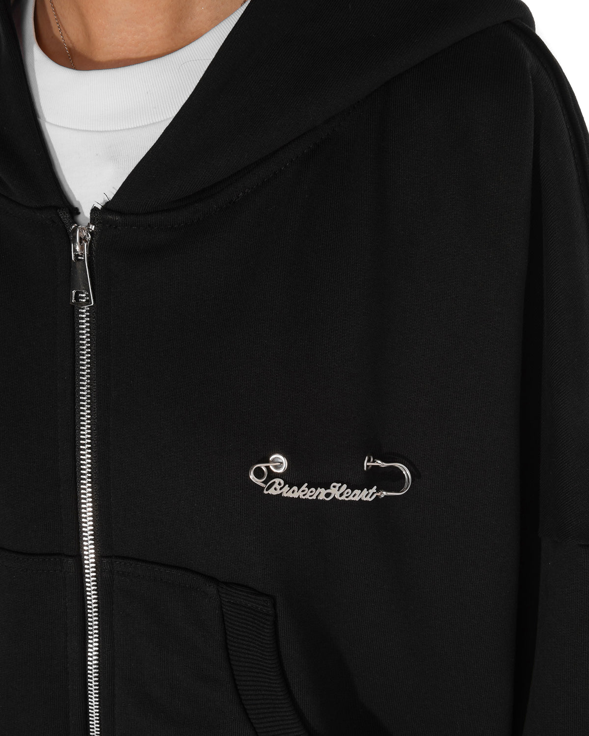 BROKENHEART Black Zip Hoodie | Blowhammer, color_black